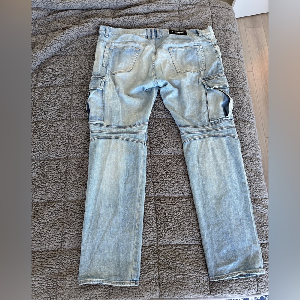 Balmain Light Blue Biker Jeans